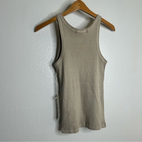 NWT AMO 100% Cotton Ribbed Scoop Neck Tan Tank Top - Picture 6 of 10